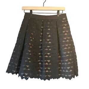 Black Pleated Lace Gypsy Rose‎ English Factory Mini Skirt Size Small
